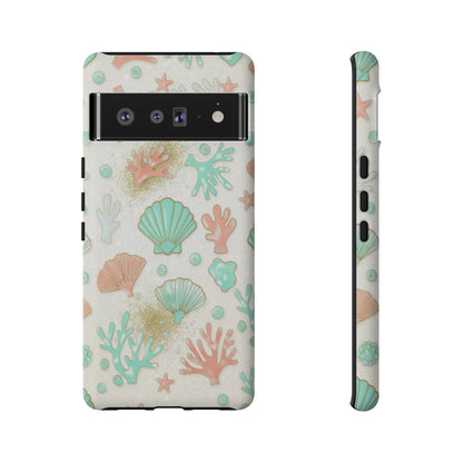 Seashell Coral Phone Case — Pastel Beach Shells Protective Tough Case