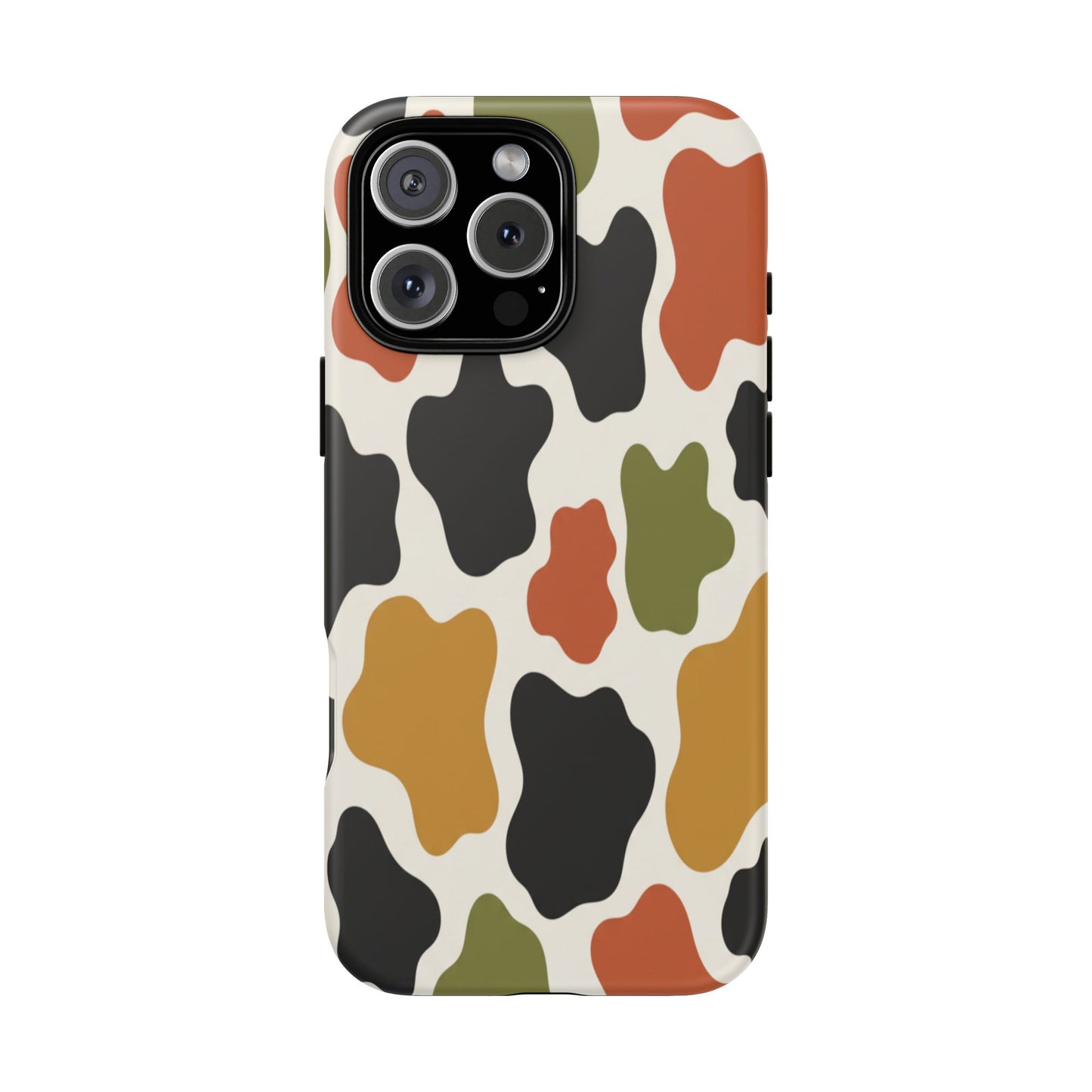Camouflage Pattern Tough Phone Case – Retro Olive, Rust & Mustard Protective Cover