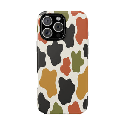 Camouflage Pattern Tough Phone Case – Retro Olive, Rust & Mustard Protective Cover