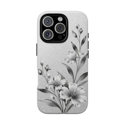 Floral Monochrome Phone Case — Elegant Black & White Lily Design