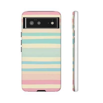 Pastel Striped Tough Phone Case – Protective Retro Rainbow Design