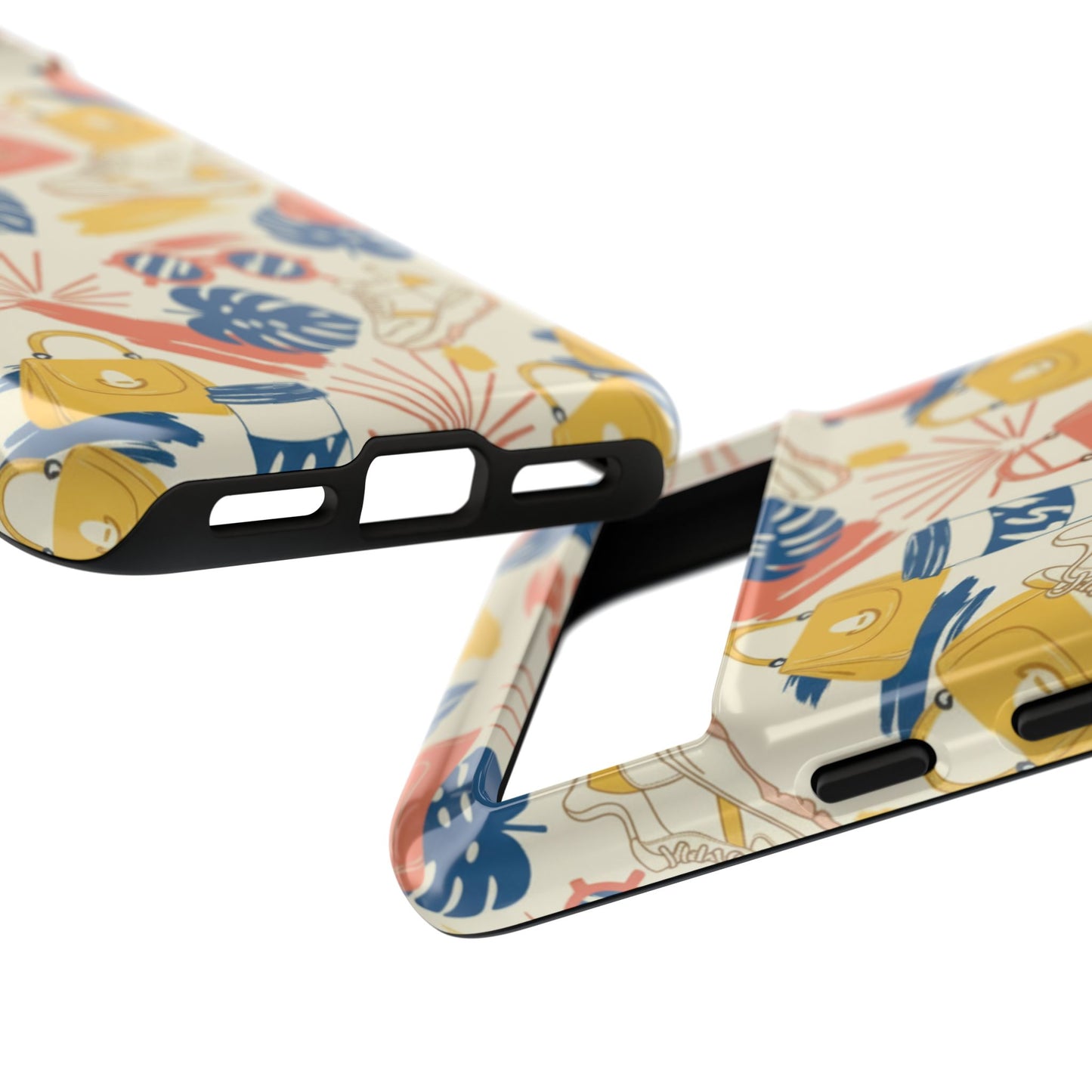 Tough Cases: Retro Summer Pattern Phone Case – Sunglasses, Sneakers & Tropical Leaves
