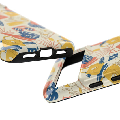 Tough Cases: Retro Summer Pattern Phone Case – Sunglasses, Sneakers & Tropical Leaves