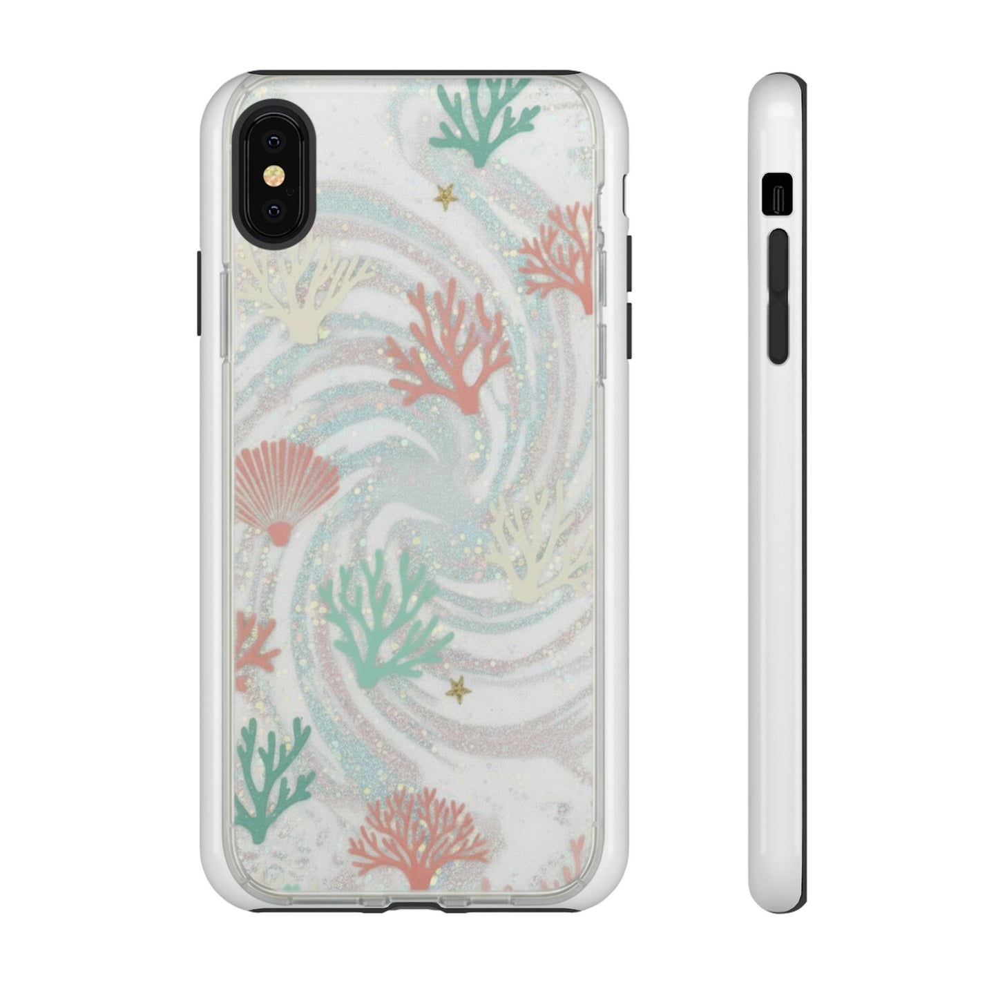 Seafoam Coral Tough Phone Case - Pastel Ocean Wave Design