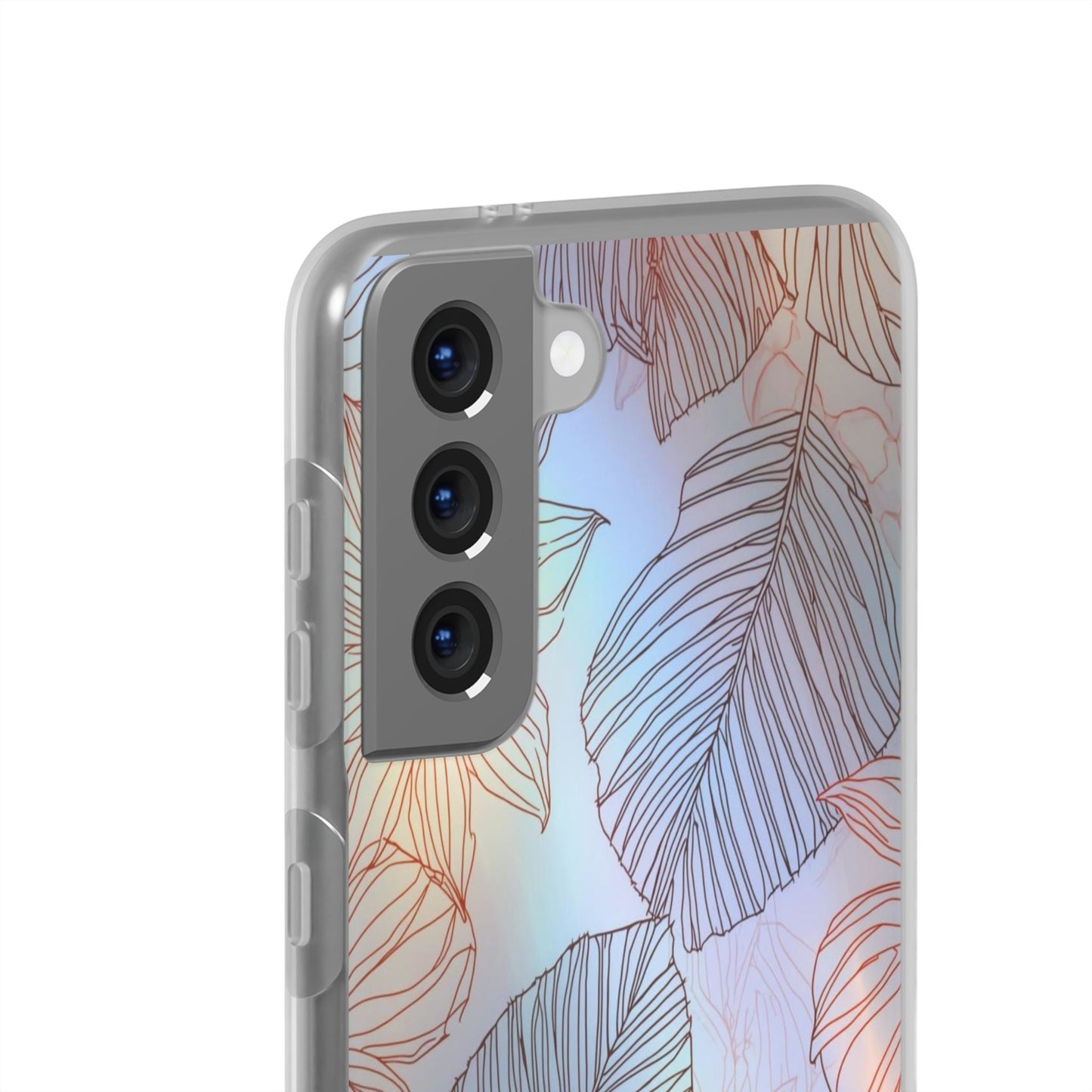 Floral Holographic Phone Case — Iridescent Leaves & Flowers Flexi Case