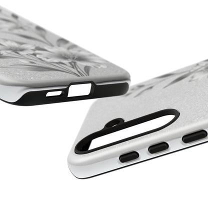 Floral Monochrome Phone Case — Elegant Black & White Lily Design