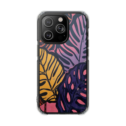 Clear Magnetic Phone Case — Tropical Leaf Art Impact Protection