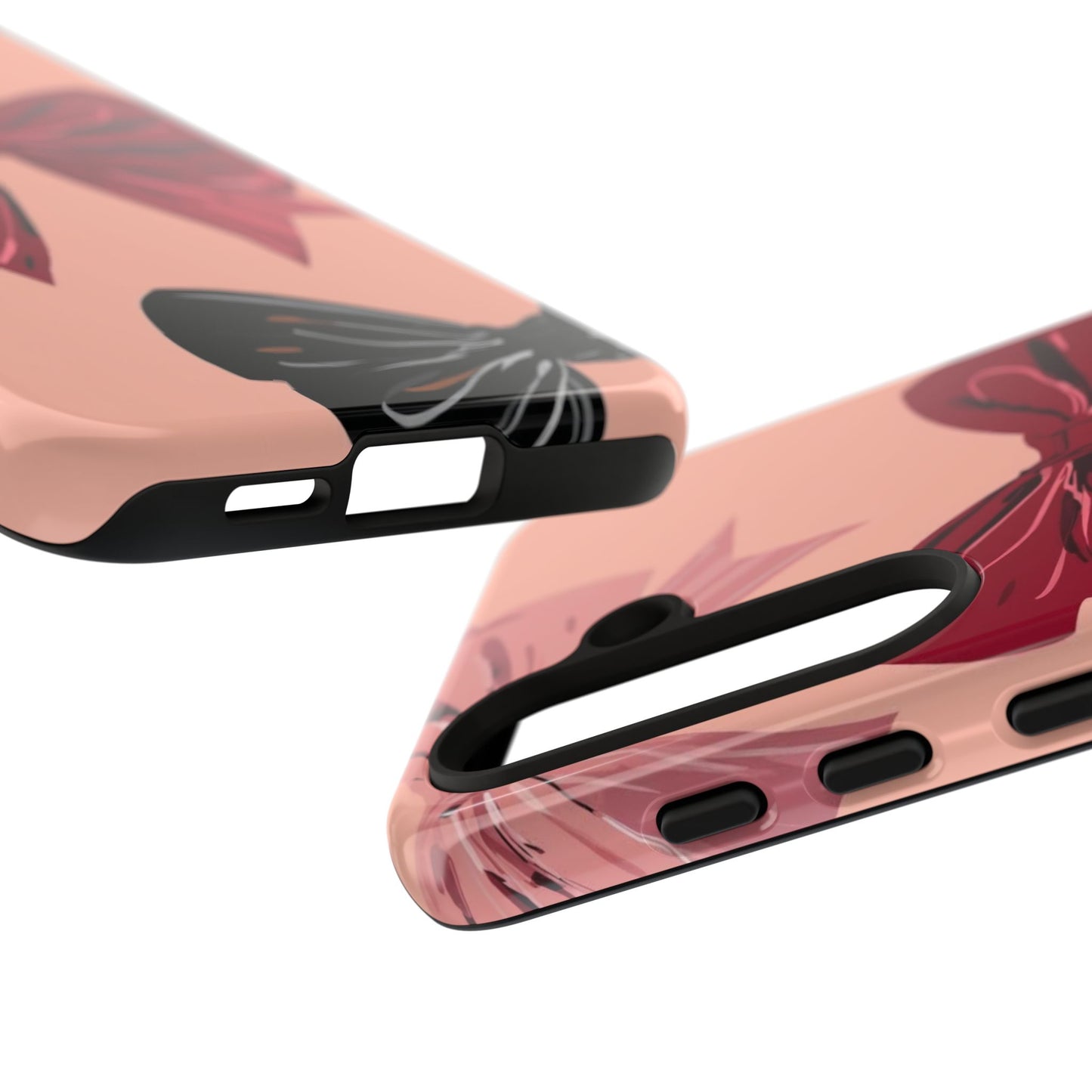 Bow Pattern Tough Phone Case — Pink, Red & Black Decorative Bows