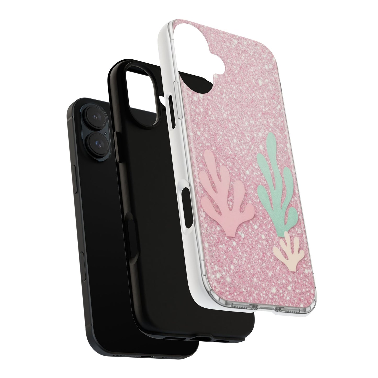 Pink Glitter Seaweed Tough Case - Sparkle Protective Phone Cover