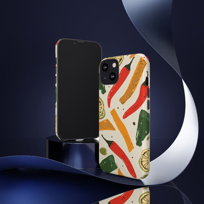 Spicy Peppers Phone Case – Colorful Chili, Lime & Citrus Pattern