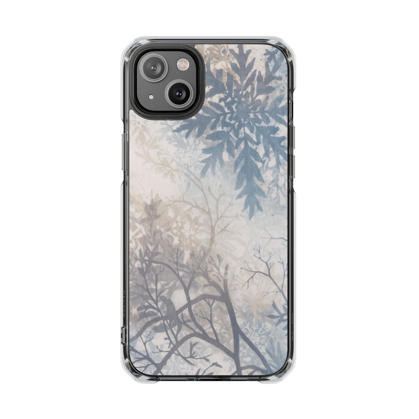 Clear Impact Phone Case with Delicate Botanical Shadow Design — Magnetic Compatible