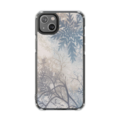 Clear Impact Phone Case with Delicate Botanical Shadow Design — Magnetic Compatible