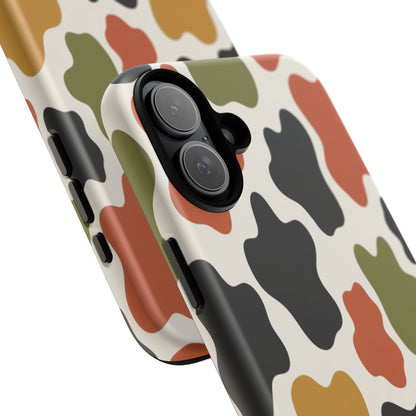 Camouflage Pattern Tough Phone Case – Retro Olive, Rust & Mustard Protective Cover