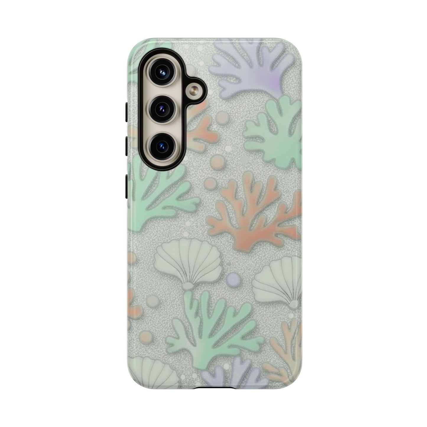 Pastel Coral Reef Tough Phone Case – Sea Shell & Coral Pattern Durable Protector