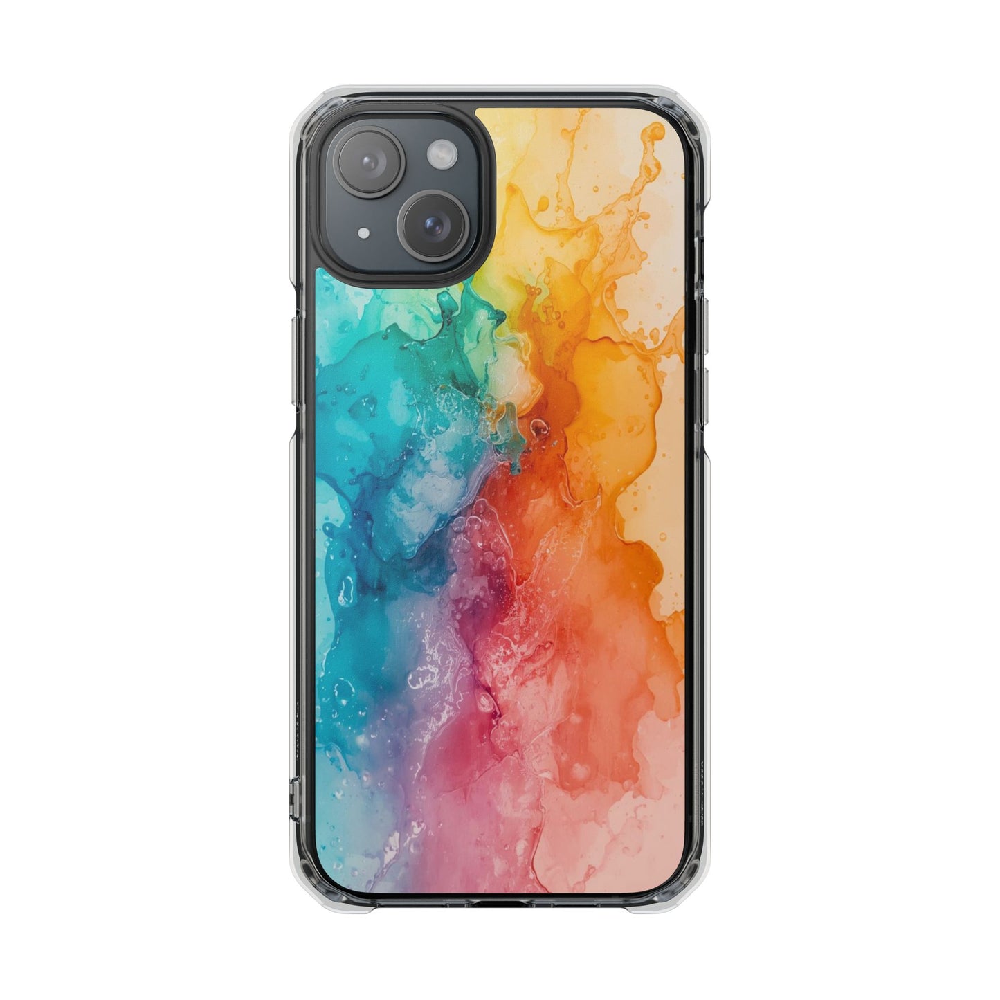 Clear Impact Phone Case — Rainbow Watercolor Splash Magnetic Compatible