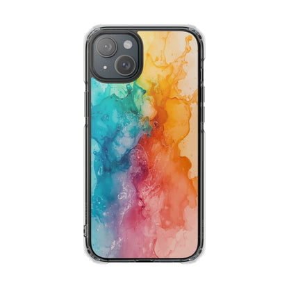 Clear Impact Phone Case — Rainbow Watercolor Splash Magnetic Compatible