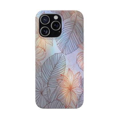 Floral Holographic Phone Case — Iridescent Leaves & Flowers Flexi Case
