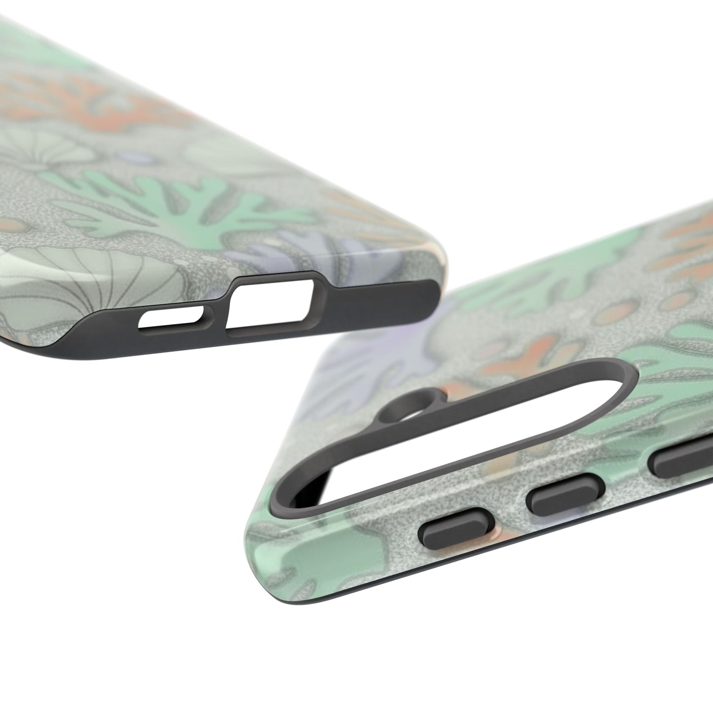 Pastel Coral Reef Tough Phone Case – Sea Shell & Coral Pattern Durable Protector