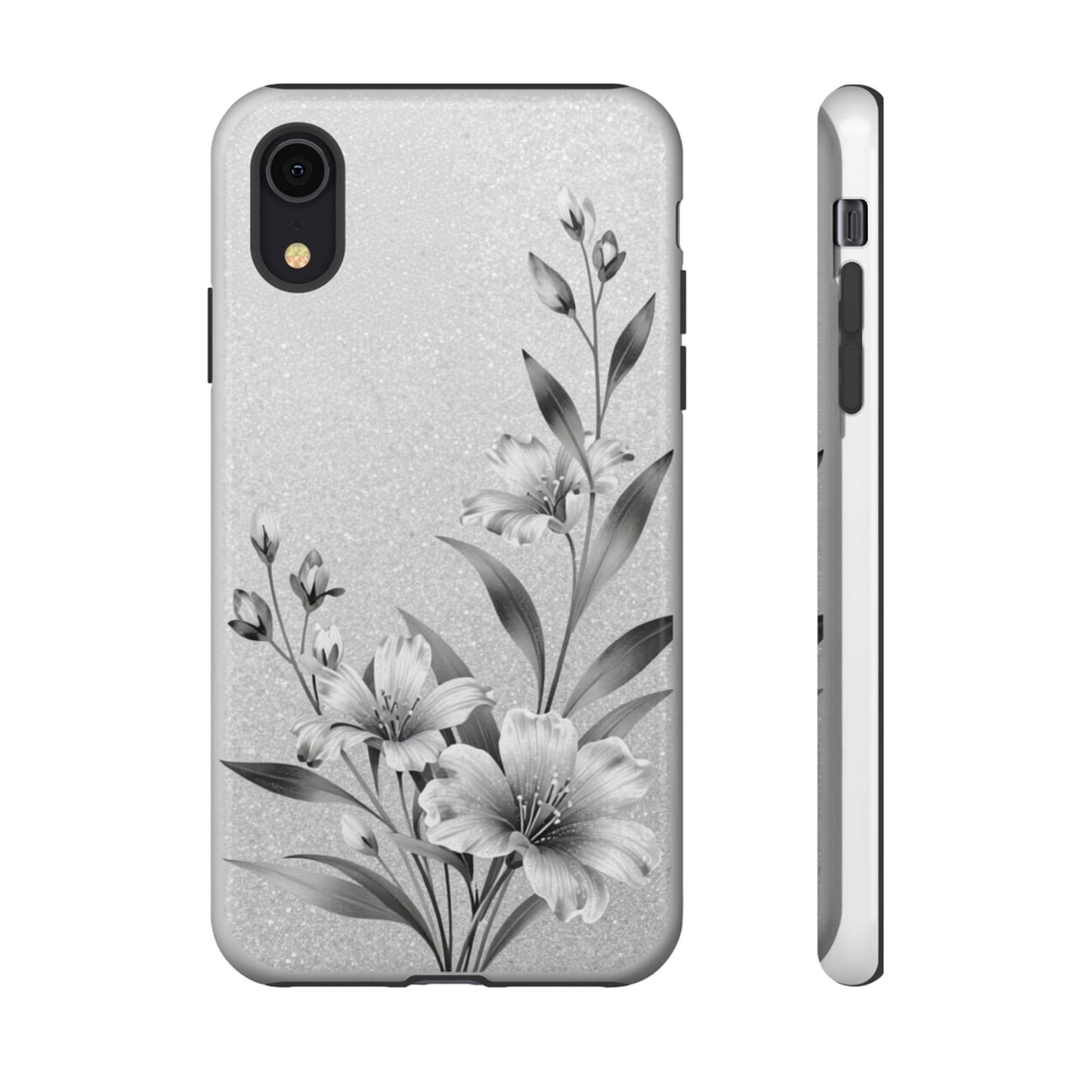 Floral Monochrome Phone Case — Elegant Black & White Lily Design