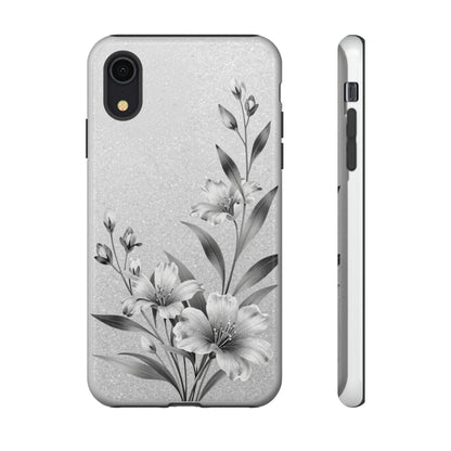 Floral Monochrome Phone Case — Elegant Black & White Lily Design