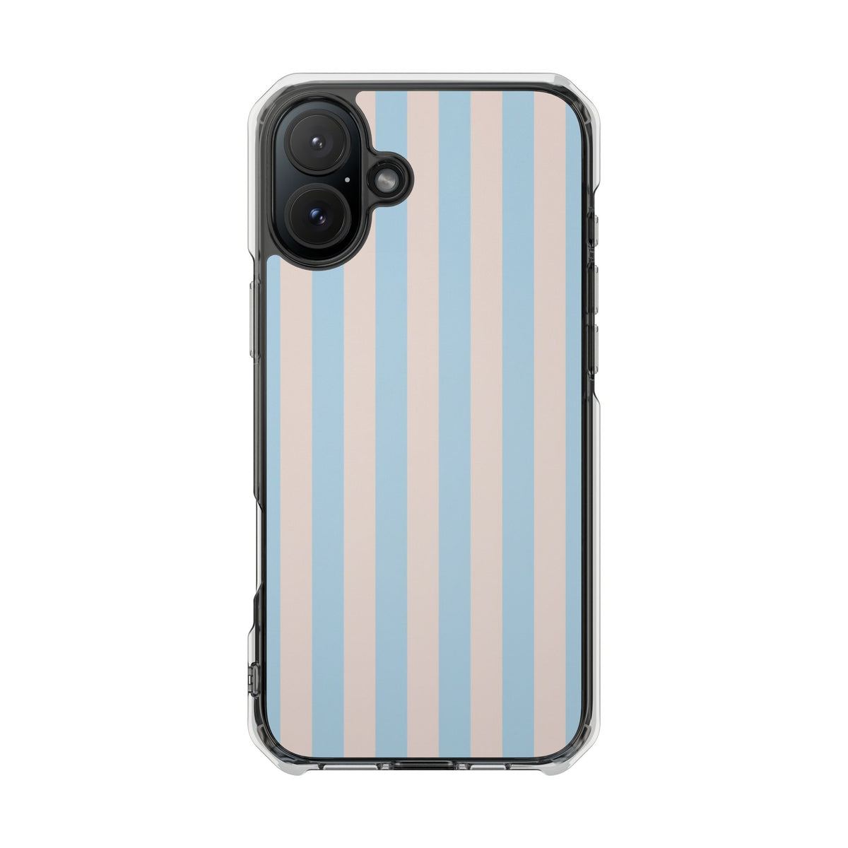 Striped Pastel Clear Phone Case — Blue & Peach Vertical Stripe Magnetic Impact Case
