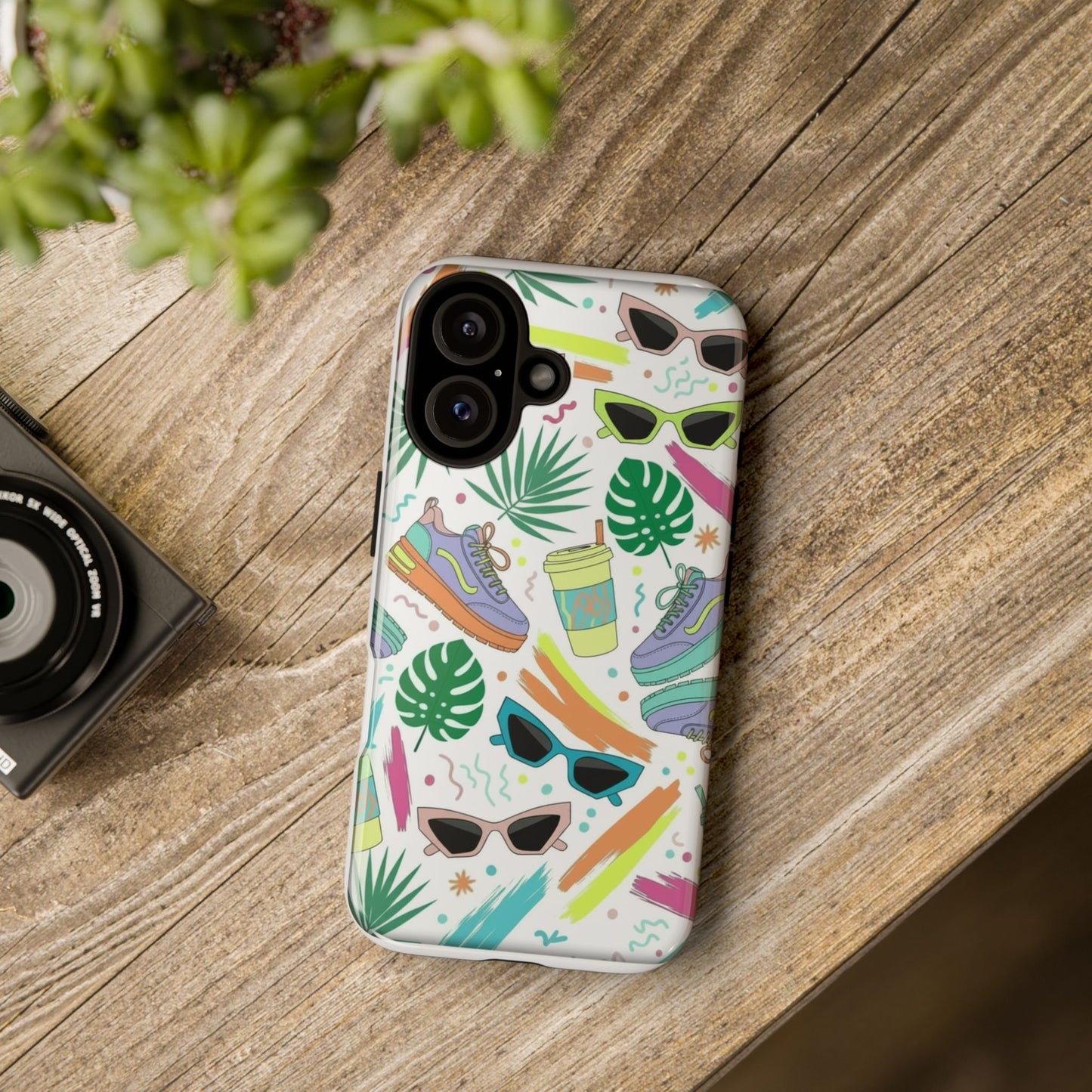 Tough Cases — Colorful Retro Sneakers & Sunglasses Phone Case