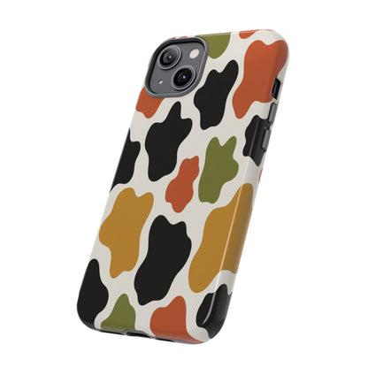 Camouflage Pattern Tough Phone Case – Retro Olive, Rust & Mustard Protective Cover