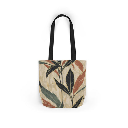 Botanical Canvas Tote Bag — Earth Tones Leaf Print