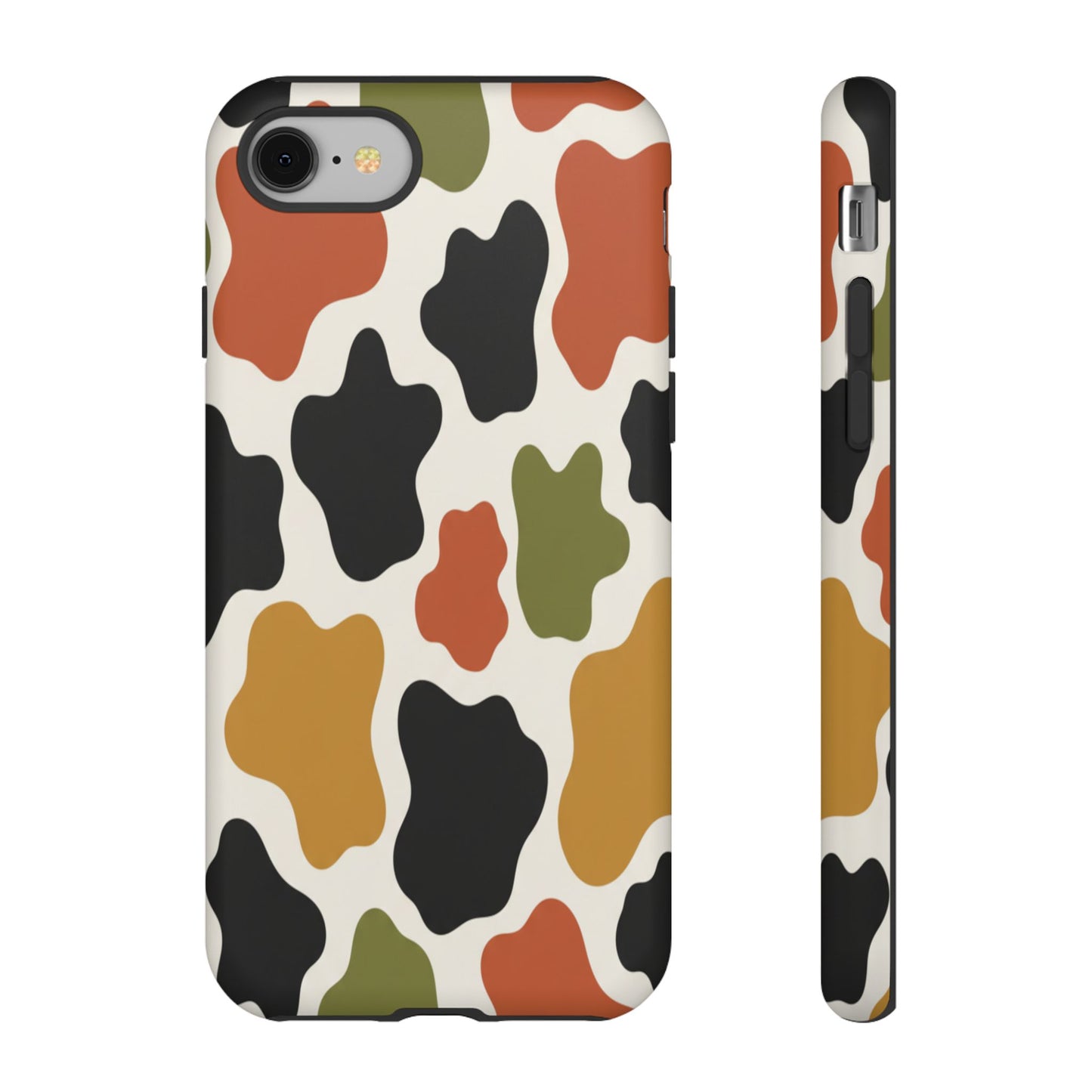 Camouflage Pattern Tough Phone Case – Retro Olive, Rust & Mustard Protective Cover