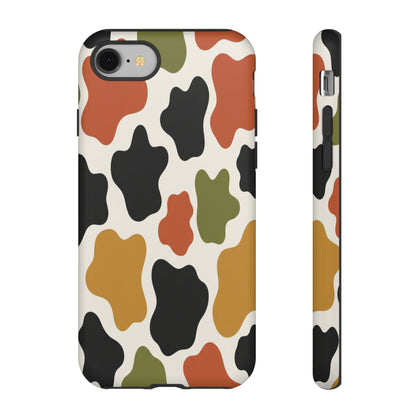 Camouflage Pattern Tough Phone Case – Retro Olive, Rust & Mustard Protective Cover
