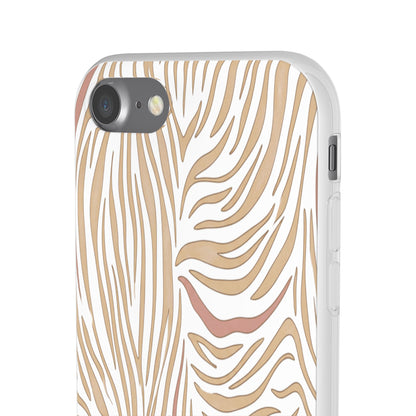 Neutral Zebra Print Flexi Case — Beige & Rose Gold Animal Pattern Phone Cover