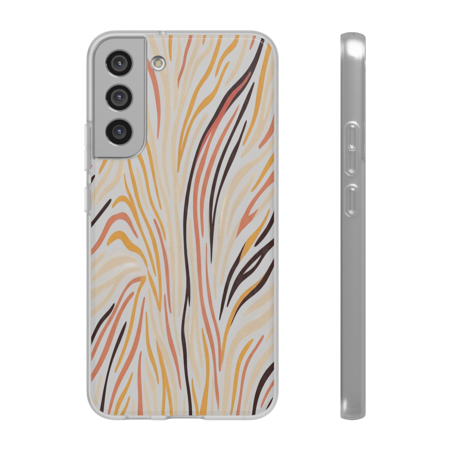 Marbled Neutral Stripe Phone Case — Abstract Beige & Terracotta Flexi Case