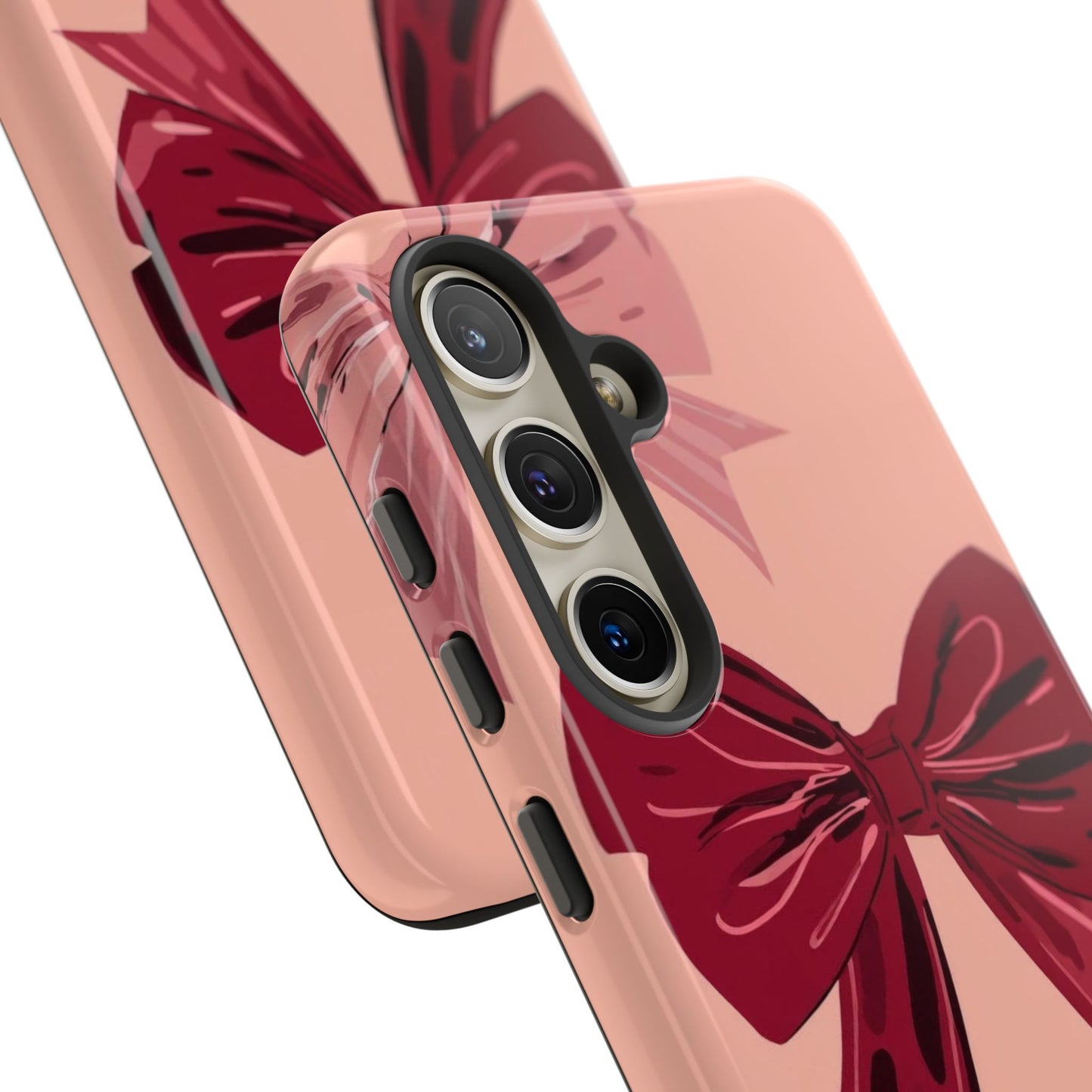 Bow Pattern Tough Phone Case — Pink, Red & Black Decorative Bows