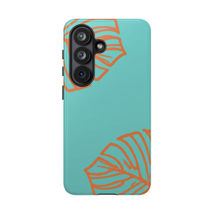Turquoise Tropical Leaf Phone Case — Teal Monstera Tough Case