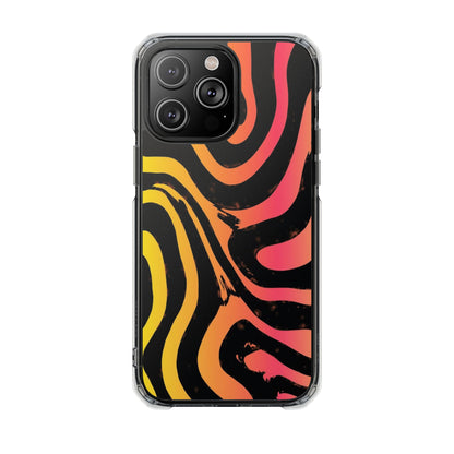 Clear Magnetic Impact Phone Case — Neon Zebra Stripe Design