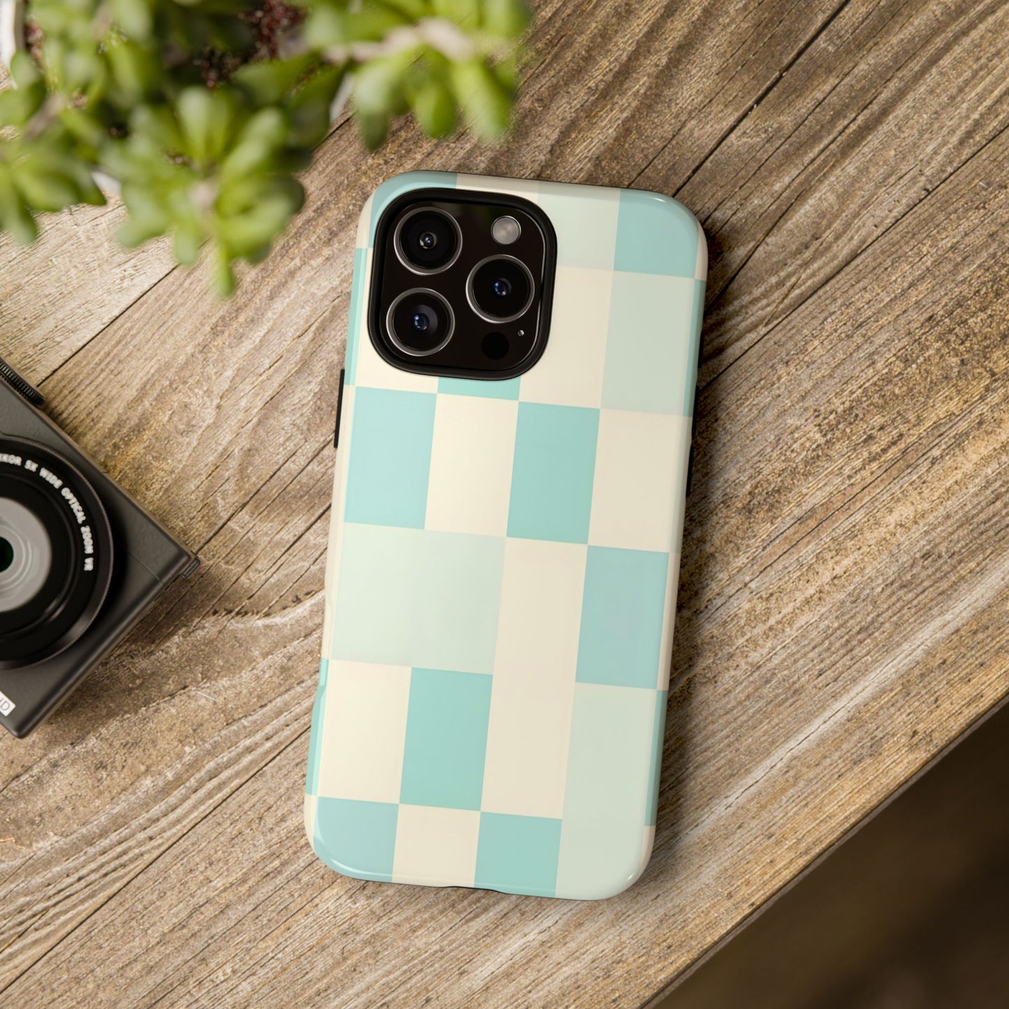 Pastel Checkerboard Tough Case – Mint & Cream Protective Phone Cover