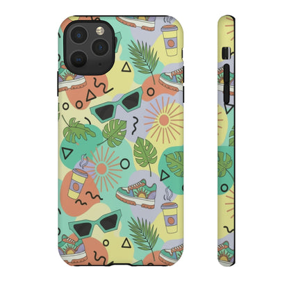 Tropical Summer Phone Case — Retro Sunglasses, Sneakers & Palm Pattern