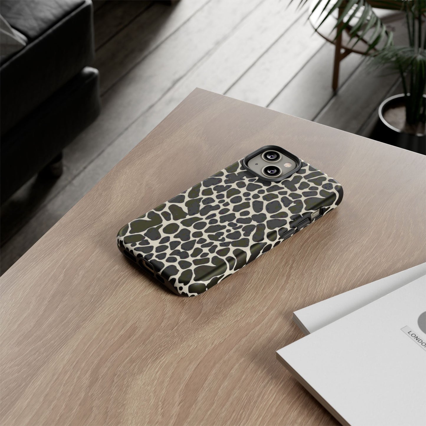 Black and White Cowhide Phone Case — Protective Tough Case