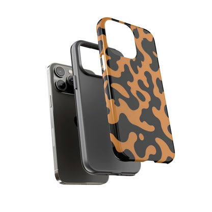 Leopard Print Phone Case — Orange & Black Tough Pattern Protective Cover