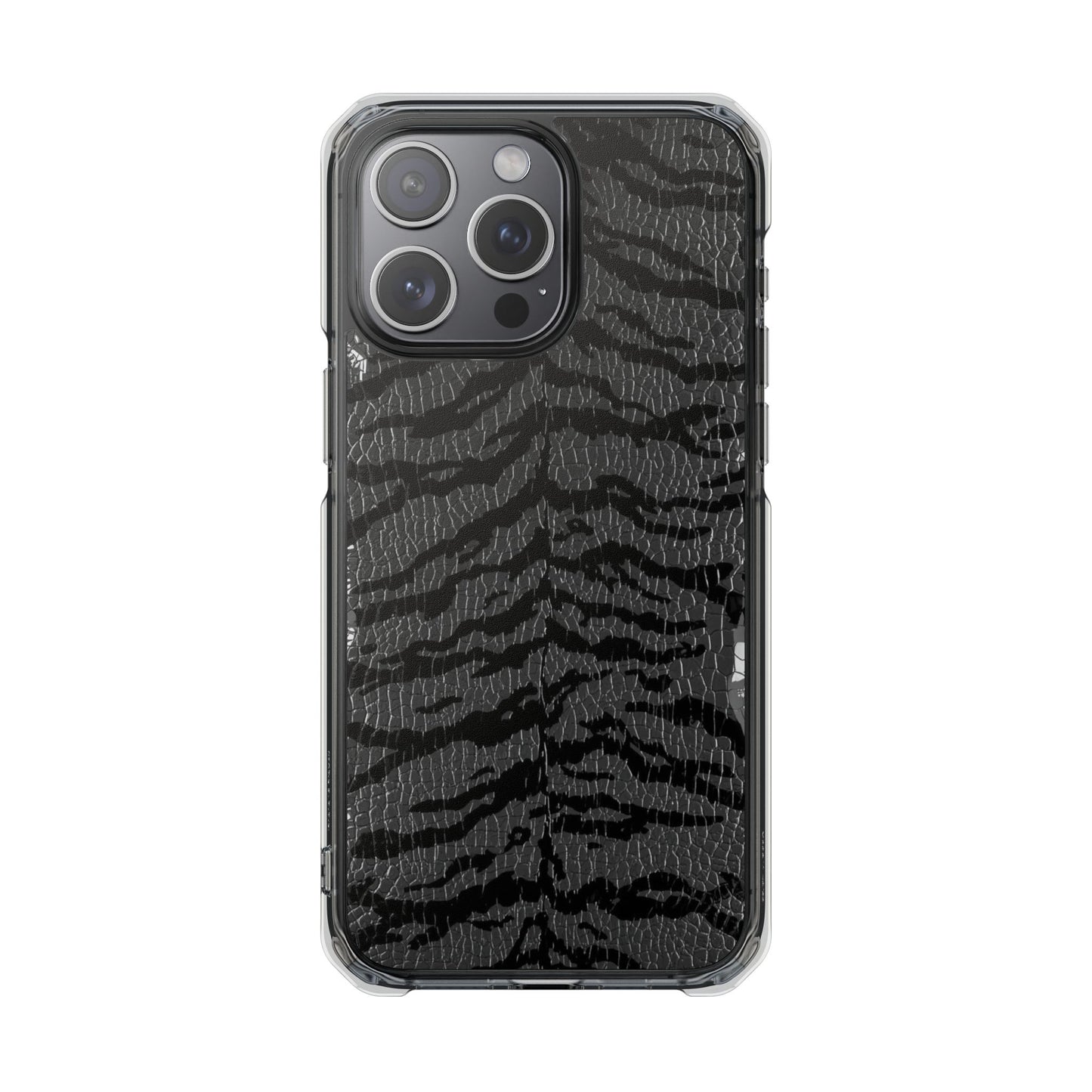 Clear Magnetic Impact Phone Case — Black Tiger Stripe