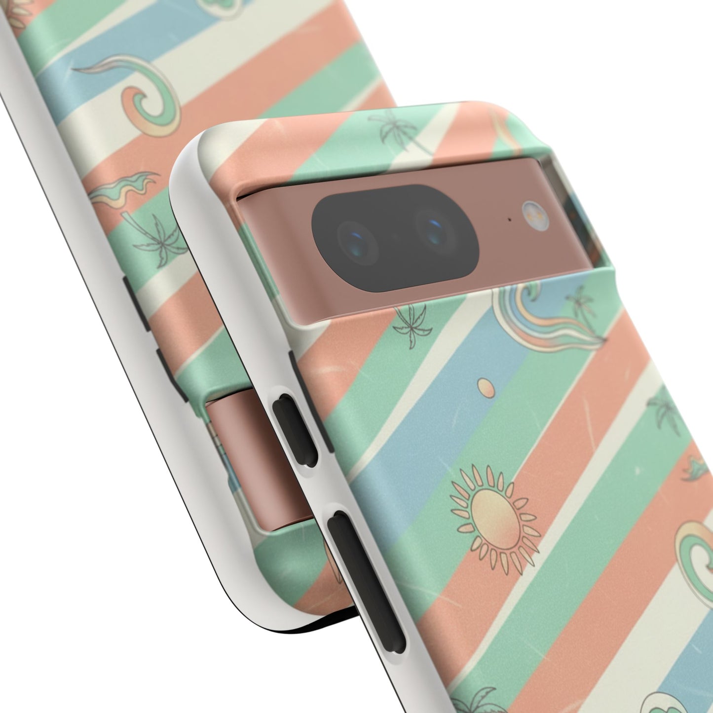 Surf Stripe Tough Phone Case — Retro Beach Waves Pattern