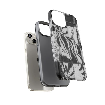 Monochrome Tile Floral Tough Phone Case