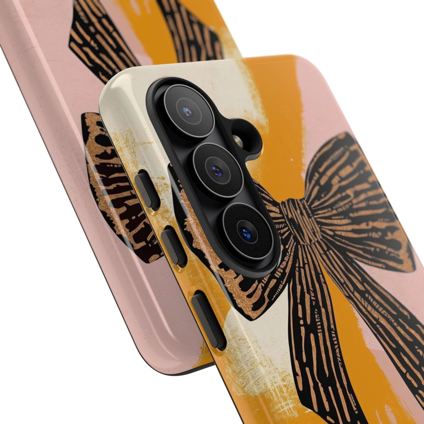 Bow Brushstroke Tough Phone Case — Pink & Mustard