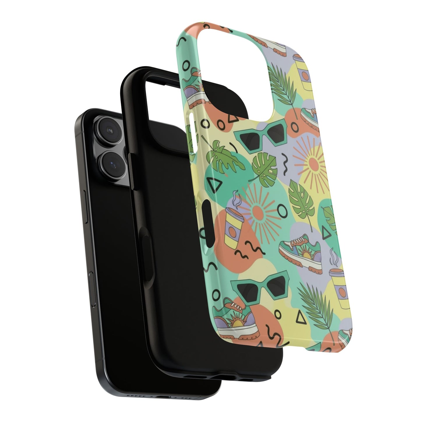 Tropical Summer Phone Case — Retro Sunglasses, Sneakers & Palm Pattern