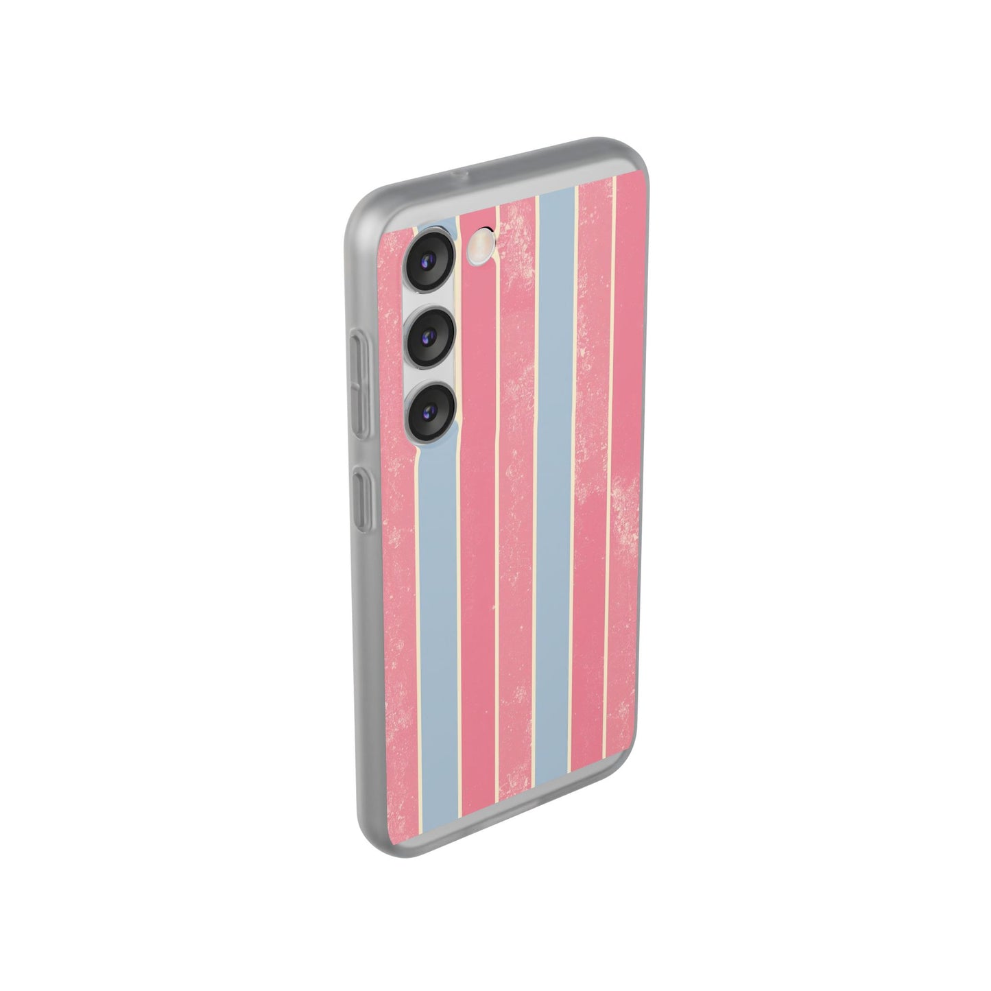 Striped Pink & Blue Phone Case — Retro Pastel Flexi Case