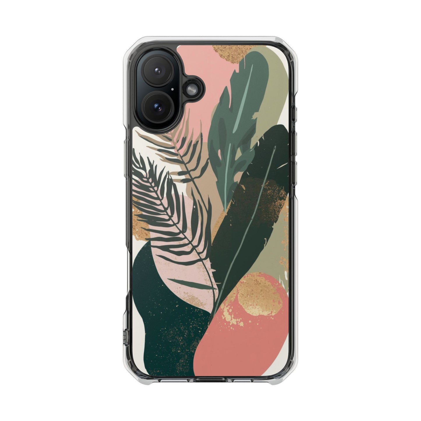 Clear Magnetic Phone Case — Abstract Botanical Leaves Design