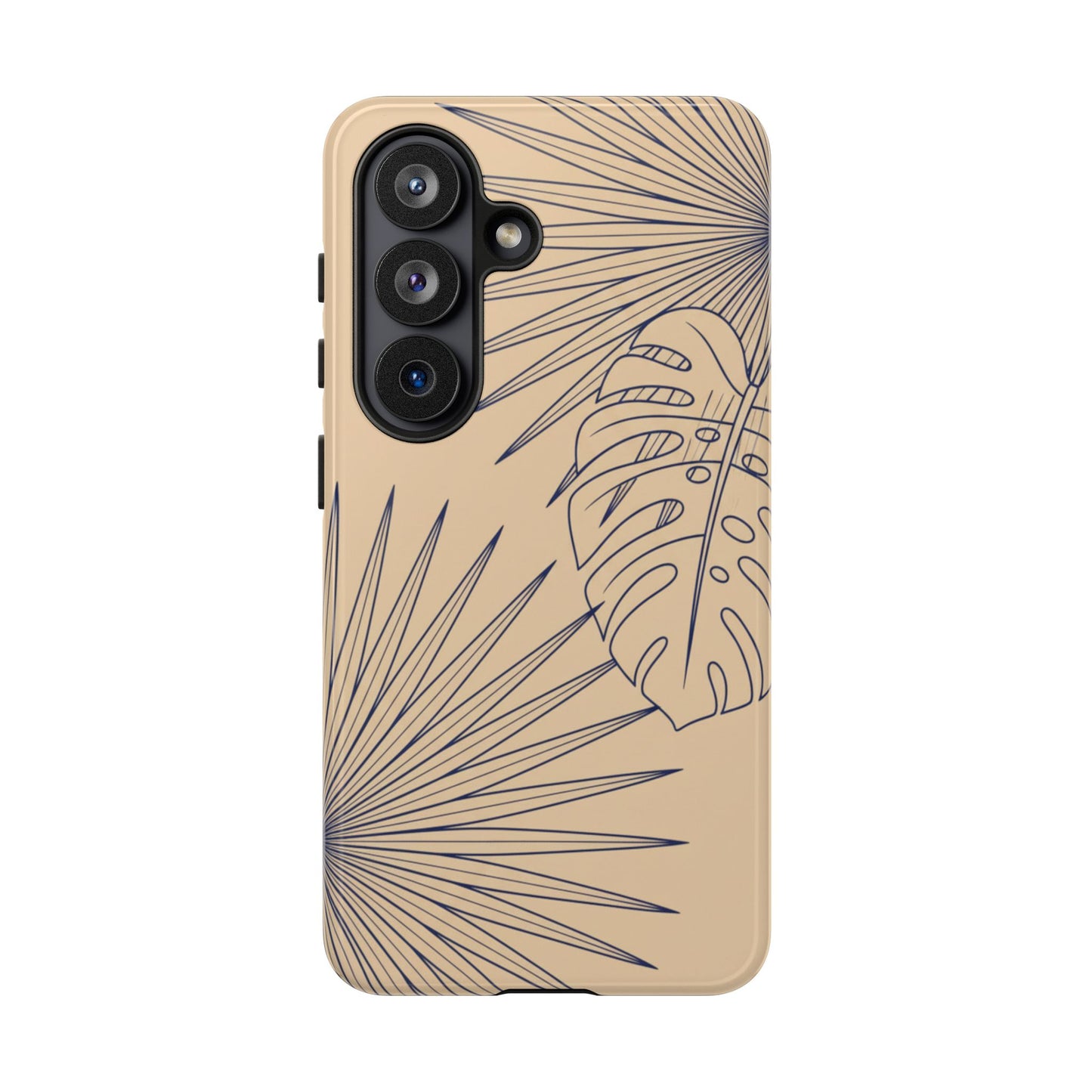 Tropical Palm Leaf Tough Phone Case — Beige Monstera Protective Cover