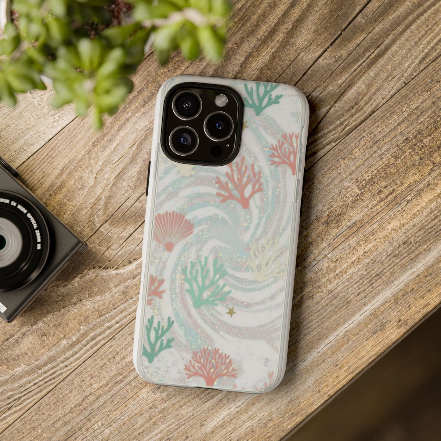 Seafoam Coral Tough Phone Case - Pastel Ocean Wave Design