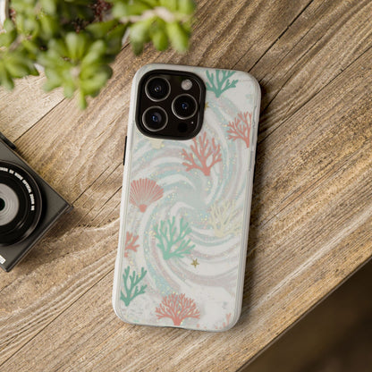 Seafoam Coral Tough Phone Case - Pastel Ocean Wave Design