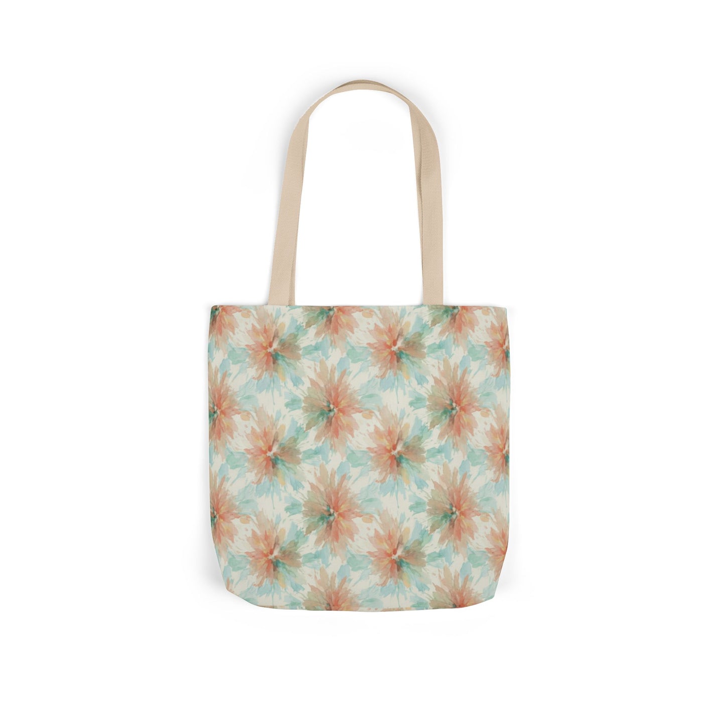 Tie-Dye Floral Canvas Tote Bag — Boho Pastel Market Tote